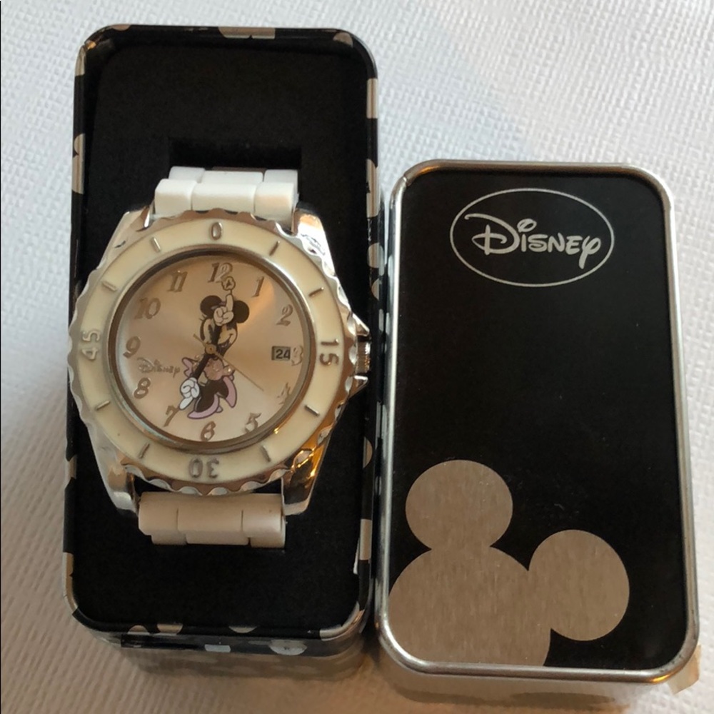 Disney Watch White Rubber Stainless Steel New